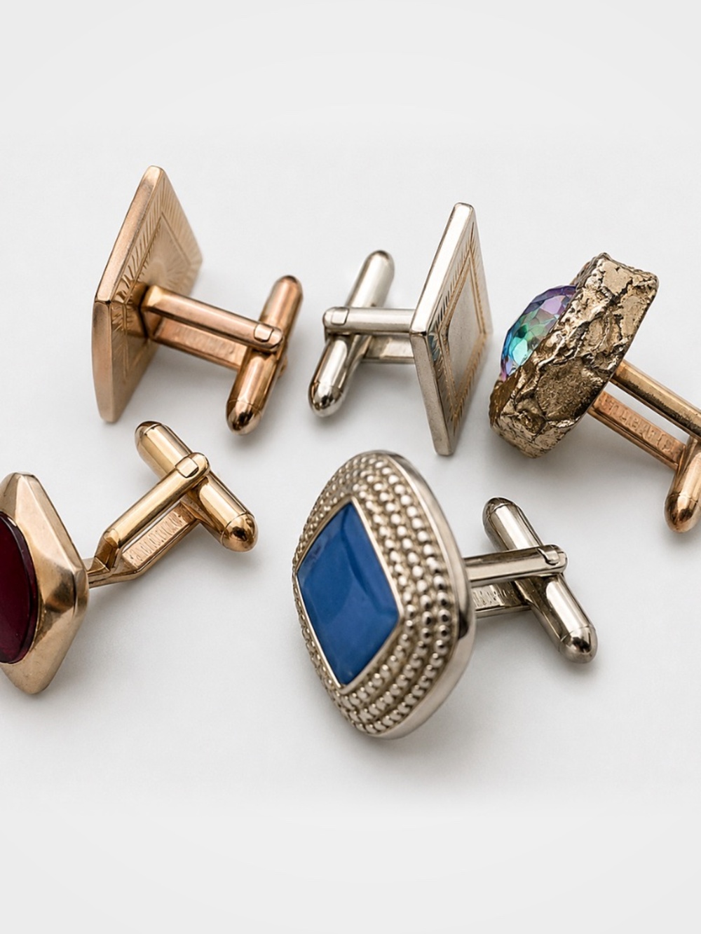 Vintage Swank Mid-Century Cufflink Singles Lot of 5 Mixed Designs